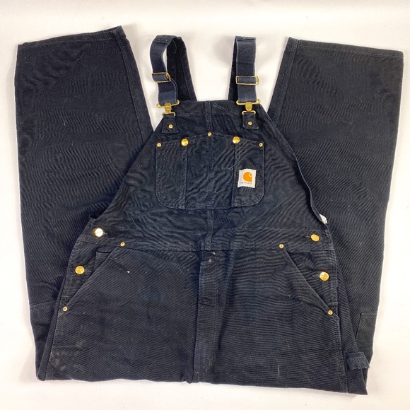Carhartt R01 BLK ブラックオーバーオール 32 x 32 Carhartt R01 Blk Carhartt R01 BLK ブラックオーバーオール 32 X 32